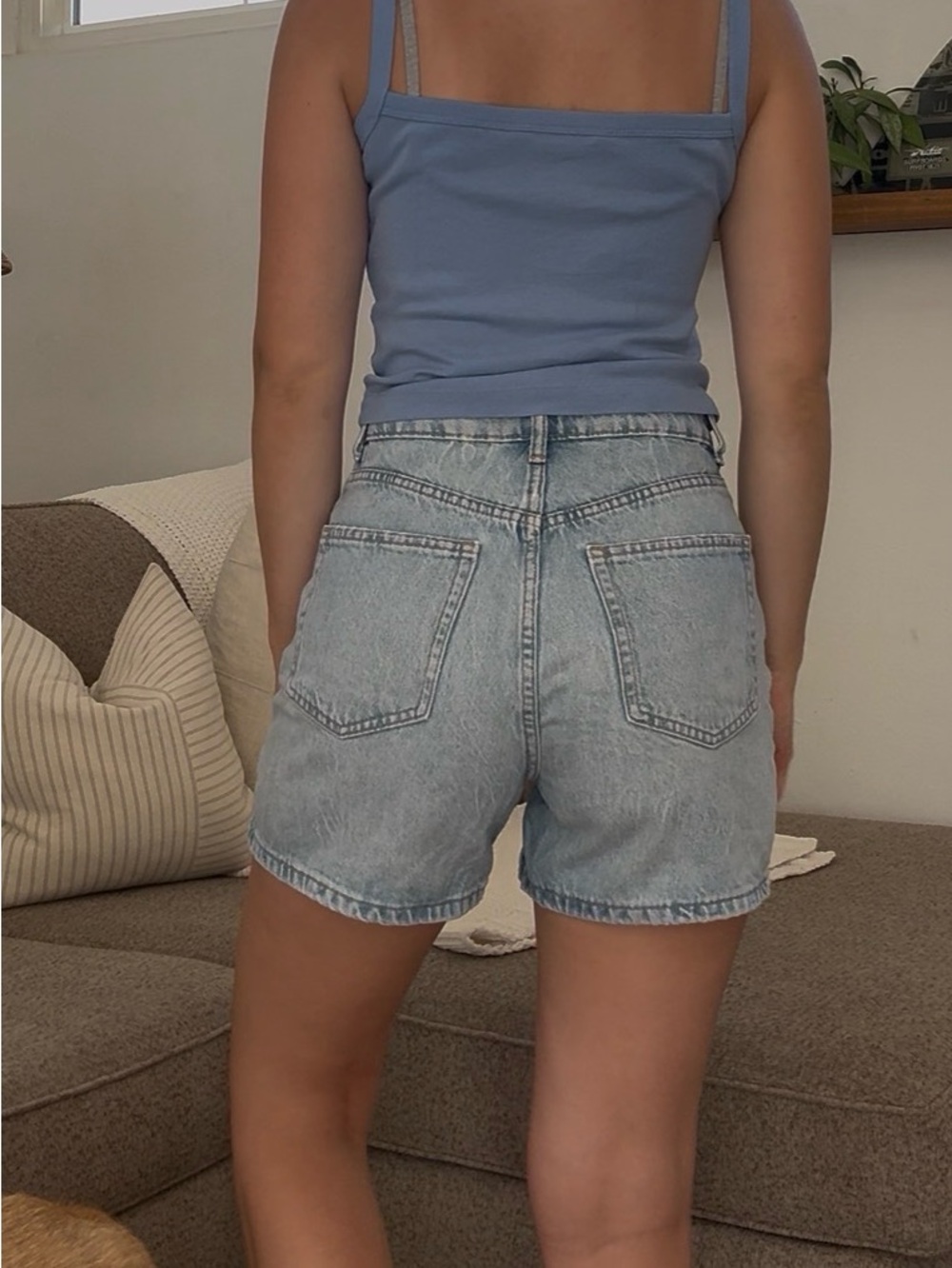 Zara Light Blue High-Rise Denim Shorts - Picture 2 of 3